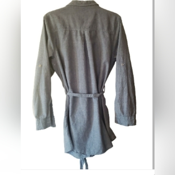 𝅺JAQULINE Denim Look Shirt Dress/Tunic‎ Pocket Front Long Sleeve Womens Size XL - Picture 3 of 12